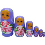 Ahşap Matruşka Bebek Altılı Set Mor - Standart