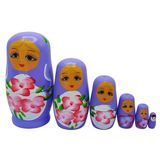 Ahşap Matruşka Bebek Altılı Set Mor