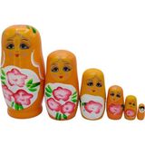 Ahşap Matruşka Bebek Altılı Set Turuncu - Standart