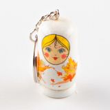 Ahşap Matruşka Bebek Anahtarlık Beyaz