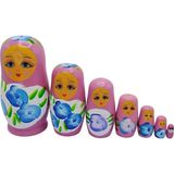 Ahşap Matruşka Bebek Yedili Set Gül Pembe - Standart