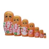 Ahşap Matruşka Bebek Yedili Set Turuncu