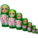 Ahşap Matruşka Bebek Yedili Set Yeşil