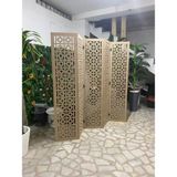 Ahşap Mdf Lazer Kesim Motifli Paravan Seperatör Oda Bölme - 200X180 - Kahverengi