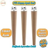 Ahşap Mobilya Ayağı 3 Adet Aparatlı 40 Cm Sehpa Zigon Orta Masa Puf Tabure Tv Ünitesi Ayakları M8