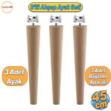 Ahşap Mobilya Ayağı 3 Adet Aparatlı 45 Cm Sehpa Zigon Orta Masa Puf Tabure Tv Ünitesi Ayakları M8
