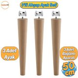 Ahşap Mobilya Ayağı 3 Adet Aparatlı 50 Cm Sehpa Zigon Orta Masa Puf Tabure Tv Ünitesi Ayakları M8