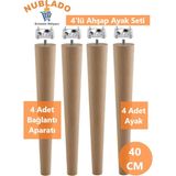 Ahşap Mobilya Ayağı 4 Adet Aparatlı 40 cm Sehpa Zigon Orta Masa Puf Tabure Tv Ünitesi Ayakları M8 - Titreşim - Çamaşır Bulaşık