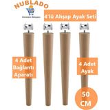 Ahşap Mobilya Ayağı 4 Adet Aparatlı 50 cm Sehpa Zigon Orta Masa Puf Tabure Tv Ünitesi Ayakları M8 - Titreşim - Çamaşır Bulaşık