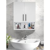 Ahşap Modern 2 Kapaklı Beyaz Lavabo Üstü Banyo Dolabı