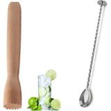 Ahşap Mojito Tokmağı Tokmaklı Bar Kaşığı Kokteyl Karıştırma Kaşığı Tokmak Kokteyl Bar Seti