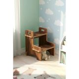Ahşap Montessori Eğitici Kaymaz Çocuk Basamak-tabure Banyo, Lavabo Merdiven Yükseltici Kahve