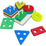 Ahşap Montessori Geometrik Şekiller Kare Eğitim Oyuncakları - Seçenek 1 - Açık Beyaz - Gri