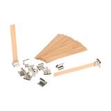 Ahşap Mum Fitili Metal Sehpalı Bambu 14X1,5 cm Mum Yapma Mum Yapımı Malzemesi - 50 Adet