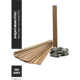 Ahşap Mum Fitili ve Sabitleme Demiri - 100 Adet ( 13 cm x 1.5 cm x 0,5 cm ) Mum Yapım Malzemeleri - 1 Adet