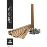 Ahşap Mum Fitili ve Sabitleme Demiri - 50 Adet ( 13 cm x 1.5 cm x 0,5 cm ) Mum Yapım Malzemeleri - 1 Adet