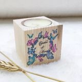 Ahşap Mumluk Bebek Şekeri Kelebek Uv Baskılı Kalp Desen 5X5(30 Adet)