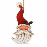 Ahşap Noel Baba Asılı Süs, Renkli, 13x8x0.2 cm, Yılbaşı Ağacı ve Kapı Dekorasyonu için