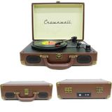 Ahşap Nostaljik Pikap Müzik Çalar Bluetooth & Hoparlörlü Gramofon 33/45/78 Devir Taş ve Plastik Plak Çalar - KAHVERENGİ