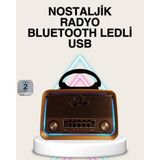 Ahşap Nostaljik Radyo Bluetooth USB Sd Kart Destekli Nemere