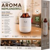 Ahşap Odun Ateşi Tasarımlı 280 ml Ultrasonik Hava Nemlendirici & Aroma Difüzör – Soğuk Buhar - Beyaz