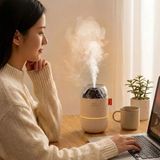 Ahşap Odun Ateşi Tasarımlı 280 ml Ultrasonik Hava Nemlendirici & Aroma Difüzör – Soğuk Buhar Makinesi, LED Işıklı, Ortam Nemlendirici - Siyah