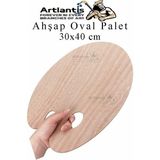 Ahşap Oval Palet Naturel 30X40 cm 1 Adet Büyük Boy Ahşap Boya Paleti Resim Boyama Tepsisi Akrilik Guaj Karıştırıcı - Standart - Çok Renkli