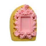 Ahşap Oyma Figürlü Dikdörtgen Şekilli Silikon Pasta ve Seker Hamuru Kalibi 10x7x2 cm