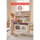 Ahşap Oyuncak Mutfak Montessori Mutfak, Led Ocaklı Çocuk Mutfağı, Hediye Halı Dbk101