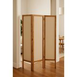Ahşap Paravan 3 Kanatlı Oda Ayırıcı Dekor - 147x160 cm - Ahşap - Bej