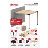 Ahşap Pergola Seti Duvardan Tek Bölümlü 90 x 90 mm Ahşaplar ve Tente Dahil