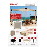 Ahşap Pergola Seti Tek Bölümlü 90 x 90 mm Ahşaplar ve Tente Dahil