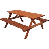 Ahşap Piknik Masası – Ormancı Masası (6 Kişilik) | Teak Rengi