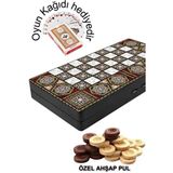 Ahşap Pullu Tavla, Masif Sedef Tavla Ahşap Pullu Sedef Tavla 50*50 cm Büyük Boy - 50 x 50 cm