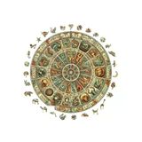 Ahşap Puzzle - Antik Zodyak Çarkı, 252 Parça, 29 X 29 Cm, Yapıştırıcı Folyo Dahil
