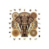 Ahşap Puzzle, Majestik Mandala Fil, 250 Parça, 29 x 28 cm Boyutunda