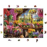 Ahşap Puzzle Yetişkin - Çiçek Serası - 450 Parça, 29 X 39 Cm - Yapıştırıcı Folyo Dahil - Benzersiz Şekilli Parçalar & Özel Figürler - R1-36