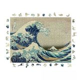 Ahşap Puzzle Yetişkin - Kanagawa'nın Büyük Dalgası - 450 Parça, 29 x 39 cm - Yapıştırıcı Folyo Dahil - Benzersiz Şekilli Parçalar & Özel Figürler - R1-08