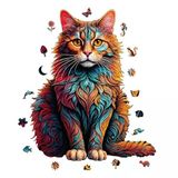 Ahşap Puzzle Yetişkin - Kedi - 250 Parça, 27 x 33 cm - Yapıştırıcı Folyo Dahil - Benzersiz Şekilli Parçalar & Özel Figürler - Wz-25