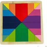 Ahşap Renkli Tangram 24 Parça Zeka Oyunu Eğitici Oyun Seti - Çok Renkli