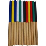 Ahşap Ritim Çubuğu 6 Çift 30 Cm, Renkli ve Dayanıklı Müzik Aksesuarı - Seçenek 1 - Açık Beyaz - Gri