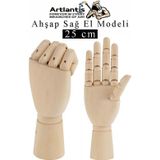 Ahşap Sağ El Modeli 25 cm 1 Adet Sağ El Maketi Bayan Ahşap Manken Sağ El Parmak Model Hareketli Esnek Eskiz Çizim Boyama