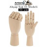 Ahşap Sağ El Modeli 30 Cm 1 Adet Sağ El Maketi Erkek Ahşap Manken Sağ El Parmak Model Hareketli Esnek Eskiz Çizim Boyama Teşhir