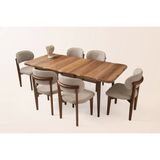 Ahşap Salon Yemek Masa Sandalye Takımı 6 Nergis Sandalyeli Ortadan Açılır Büyüyen Parlak Ceviz 90 x 160 - 90x160