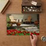 Ahşap Sandalyeler - Lale Bahçesi - Manzara Tasarımı 240 Parça Ahşap Puzzle Ahşap Kutuda MP01544