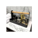 Ahşap Saplı 30x17cm Siyah Metal Servis, Sunum, Dekoratif Tepsi