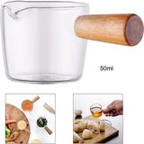 Ahşap Saplı Barosilikat Cam Mini Sütlük ve Sosluk, 50ML, Beyaz