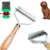 Ahşap Saplı Evcil Hayvan Saç Fırçası ve Köpekler ve Kediler için Küçük Tarak, TOMARK 2 Taraflı Detangler Fırça Aleti, Paspas, Düğüm, Dolaşma ve Mat Saçları Kesmek İçin, 17 Bıçaklı Deshedding Fırçası,