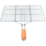 Ahşap Saplı Mangal Izgarası Galvanizli Paslanmaz Kafes Demir 25 x 40 cm Mudanis - DİĞER