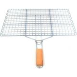Ahşap Saplı Mangal Izgarası Galvanizli Paslanmaz Kafes Demir 25 x 40 cm Mudanis Nemere